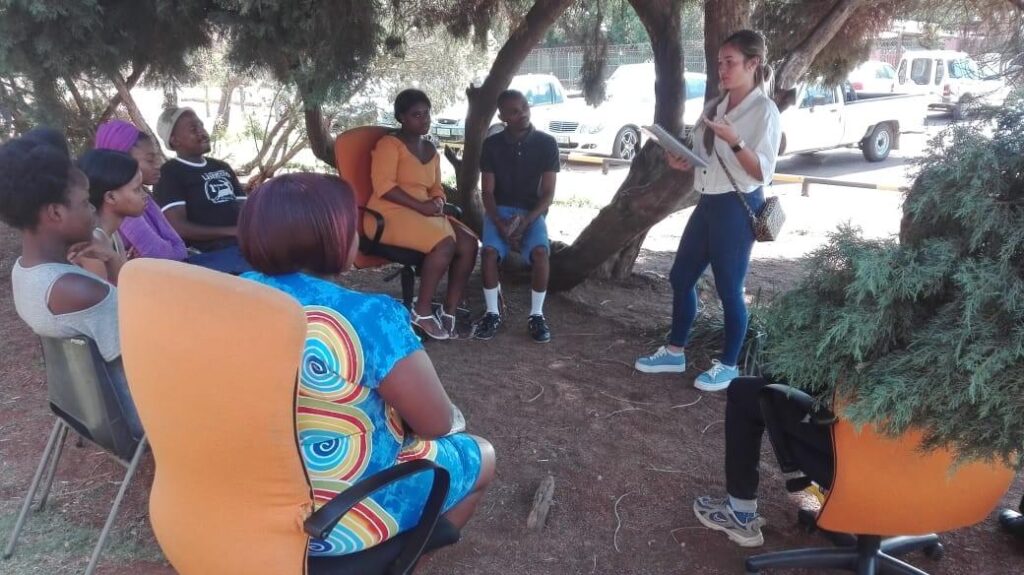 3rd year psychology student from university of pretoria facilitating the theme conflict resolution to our beneficiaries 2-1 (1)